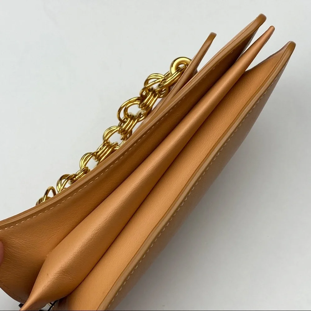 Chloe Tan Leather Mini Drew Bijou Crossbody Gold Chain Shoulder Bag - Picture 8 of 16